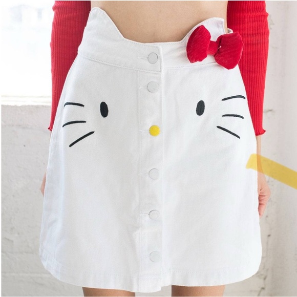 NWT Lazy Oaf x Hello Kitty denim skirt size M - Picture 1 of 10